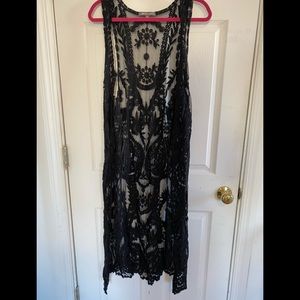 Embroidery/crochet vest duster